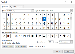 Insert Greek Letters Or Symbols In Word