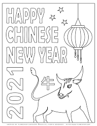 Color the pictures online or print them to color them with your paints or crayons. Happy Chinese New Year Ox 2021 Free Coloring Page Planerium