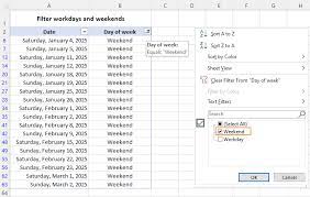 weekday formula in excel to get day of
