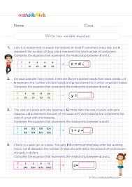Math Equations Worksheets With