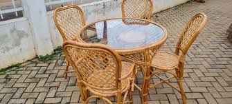 4 Seater Rattan Dining Set Garden Cane