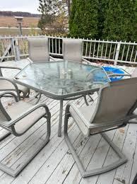 Glass Top Outside Patio Table 6 Chairs