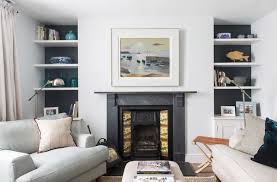 hanging art above a fireplace