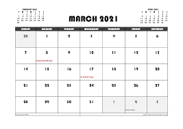 free march 2021 calendar canada printable