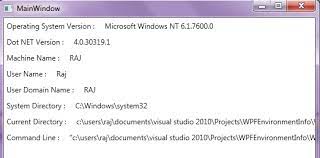 system environment information in wpf
