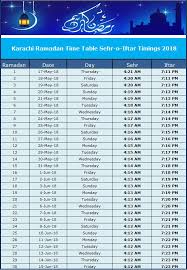 Ramadan Calendar 2018 Pakistan Sehr O Iftar Timetable