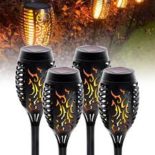 4 pack solar flickering flame lights in