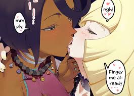 Pokemon Hentai Comic: Lusamine and Olivia's Sloppy Kiss 