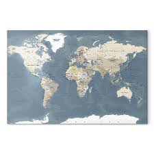 Fototapeta Błękitno Beżowa Mapa świata