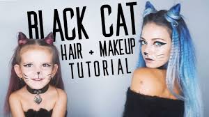 black cat hair and makeup tutorial