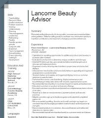 lancome beauty advisor resume sle