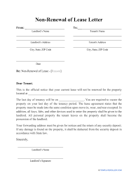 non renewal of lease letter template