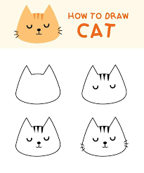 how to draw cute cat step by step for