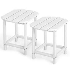 White Hdpe Resin Outdoor Side Table