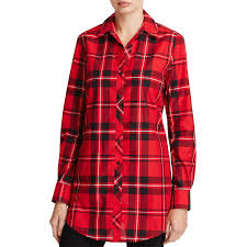 Details About Foxcroft Womens Red Wrinkle Free Plaid Button Down Tunic Top Shirt 2 Bhfo 7026