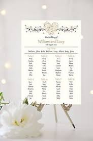 Details About Hearts Wedding Table Plan Seating Plan Sign Chart White Or Ivory Background