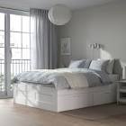 BRIMNES Bed frame with storage, white/Luröy, Full Ikea