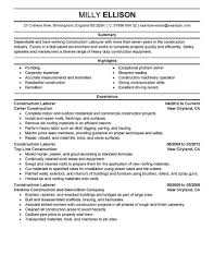 Best Construction Labor Resume Example Livecareer
