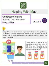 variable inequalities 6th grade math