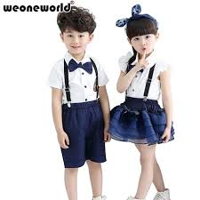 Us 16 04 44 Off Weoneworld 2018 Fashion Baby Boys Girls School Uniforms Children Clothing Sets Kids White Blue T Shirts Skirt Suits Size 6 16 In