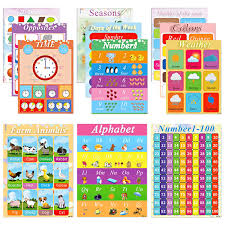 Educational Posters Kids Learning Charts 12 Pcs Preschool Education Posters Perfect For Homeschool Preschool Learning Kindergarten Alphabet