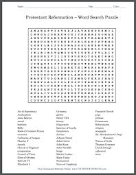 Protestant Reformation Word Search Puzzle Student Handouts