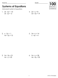 Systems Of Equations Worksheets