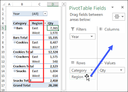 excel pivot table field layout changes