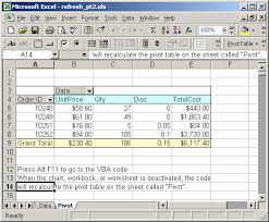 Ms Excel 2003 Automatically Refresh Pivot Table When User