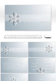 Awesome Aesthetical Snowflake Silver Texture In Winter Ppt Template