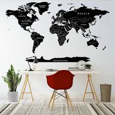 World Map Wall Decal Black World Map