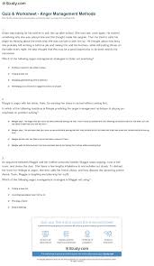 Quiz Worksheet Anger Management Methods Study Com