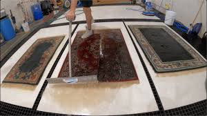 washing 3 very dirty rugs with lots of