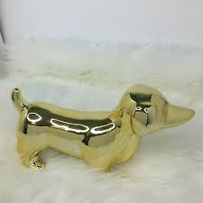 dachshund dog pet lover gold figurine
