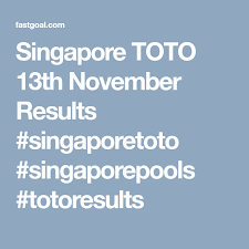 In the singapore game of toto, 6 numbers plus one additional number are drawn at random from the numbers 1 to 49. Singapore Toto 13th November Results Singaporetoto Singaporepools Totoresults Toto Lottery Games Singapore
