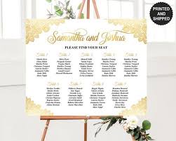Printed Gold Wedding Seating Chart Sign Gold Lace Seating