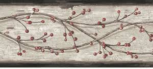 winterberry branches wallpaper border