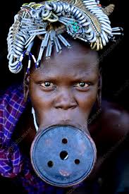 woman with lip plate ethiopia stock