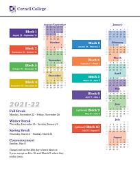 2021 22 academic calendar cornell college