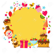 Happy Birthday Card Flat Vector Illustration Kids Party And