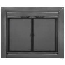 Gunmetal Glass Fireplace Doors