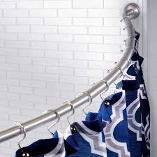 Carnation home fashions steel shower curtain tension rod standard size 41'' to 72''. Amazon Com Bennington Stainless Steel Curved Shower Curtain Rod Bathtub Adjustable 42 In To 63 In Brushed Nickel Home Kitchen