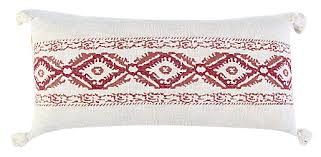 embroidered tassels oblong throw pillow