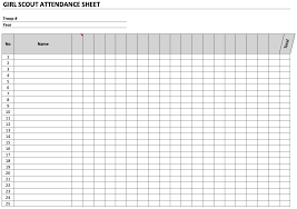 Girl Scout Attendance Sheet Exceltemplate Net