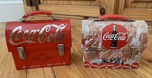 coca cola mini lunch box set of 2 metal