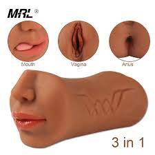 Brown 3 in 1 Vagina Anal Mouth Male Sex Toy Onahole