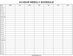 printable hourly schedule template 24