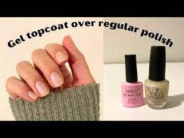 regular nail polish with gel top coat