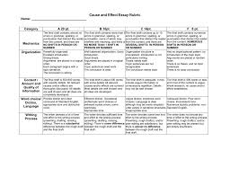 cause and effect essay rubric cause and effect essay rubric