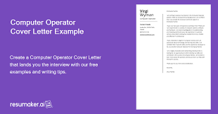 computer operator cover letter exle